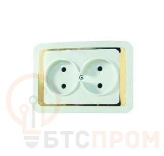Розетка 2-м СП Mimoza 16А IP20 без заземл. бел./зол. Makel 12217 фото в каталоге от BTSprom.by  Розетка 2-м СП Mimoza 16А IP20 без заземл. бел./зол. Makel 12217 фото в каталоге от BTSprom.by