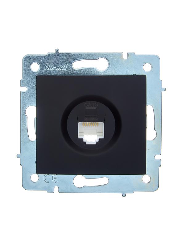 розетка компьютерная 1-м сп asti ip20 rj45 механизм cat 6e черн. бархат lezard 7081-4288-140 от BTSprom.by