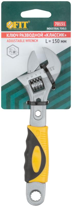  Ключ разводной "Классик" шкала увелич. захват прорезин. ручка 150мм 21мм FIT 70151 фото в каталоге от BTSprom.by