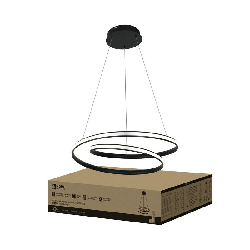 светильник светодиодный estetika dali-hl-90bl 90вт 3000-6500к 230в 500х500х120мм 1.2м трос ду черн. in home 4690612062402 от BTSprom.by