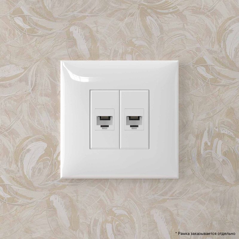  Розетка телефонная 2-м СП Avanti "Белое облако" RJ12 без шторок механизм DKC 4400614 фото в каталоге от BTSprom.by