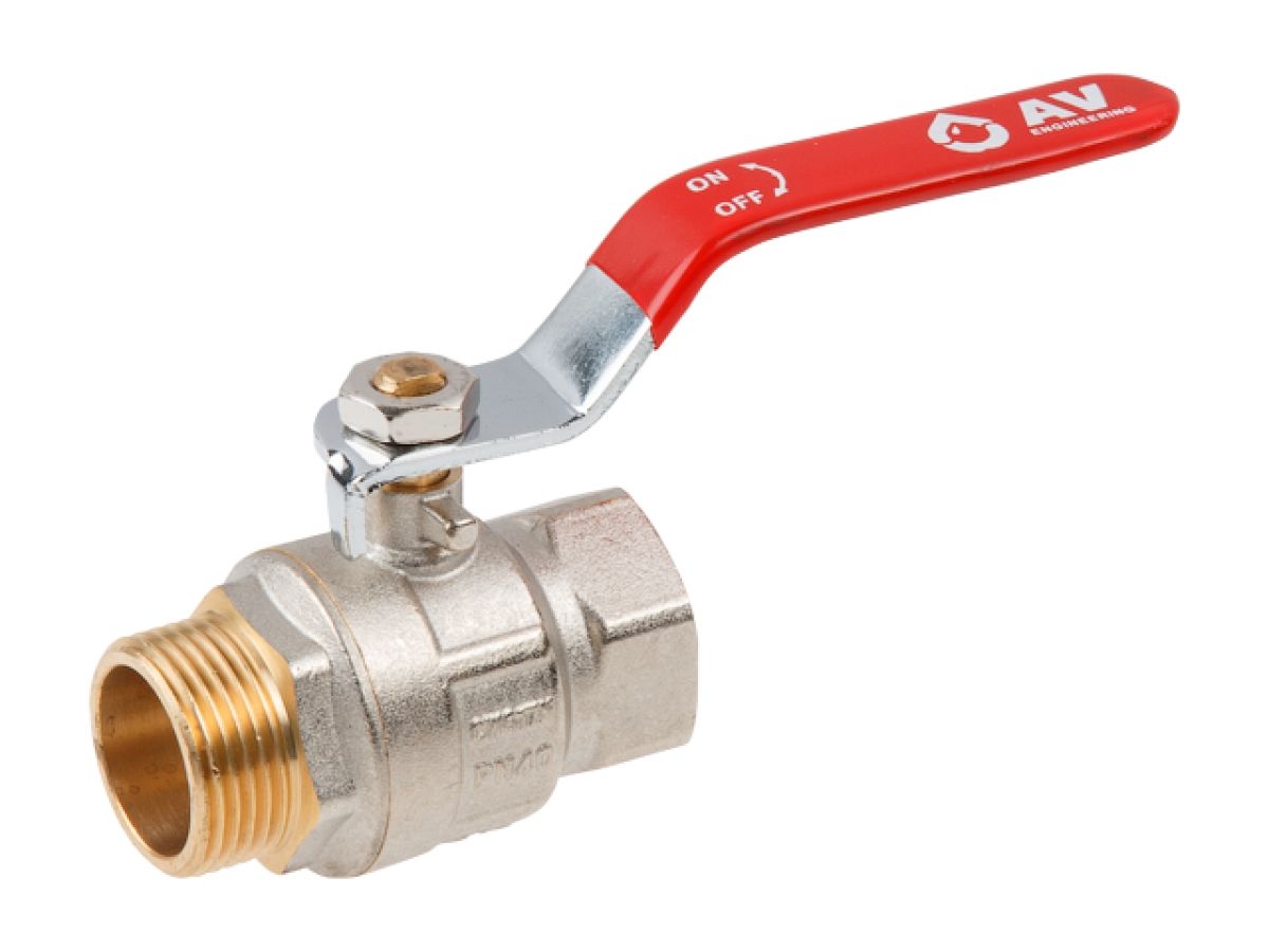 кран шаровый 1" нар.-вн. ручка pn40, av engineering (латунь, макс.  25 бар, макс.  110 °с) ave091001 от BTSprom.by