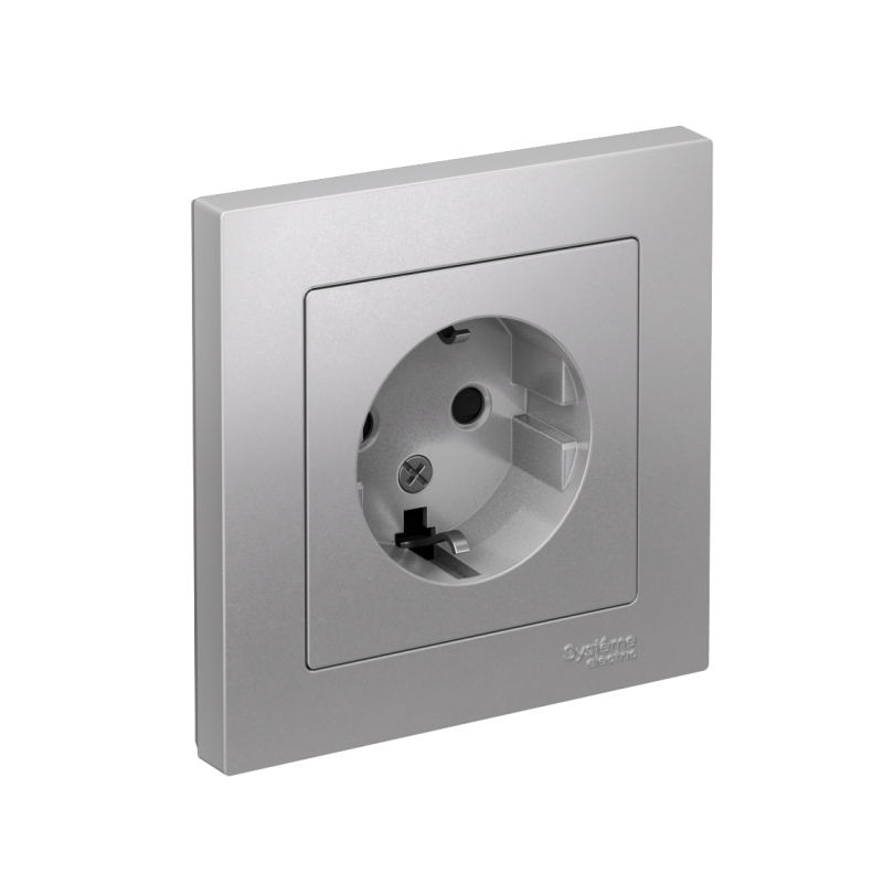 розетка 1-м сп atlasdesign 16а ip20 с заземл. защ. шторки в сборе алюм. se atn000344 от BTSprom.by