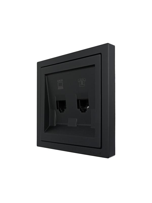  Розетка компьютер+телефон СП ZIMA IP20 с модулем Cat 6 черн. бархат LEZARD 704-4288-144 фото в каталоге от BTSprom.by