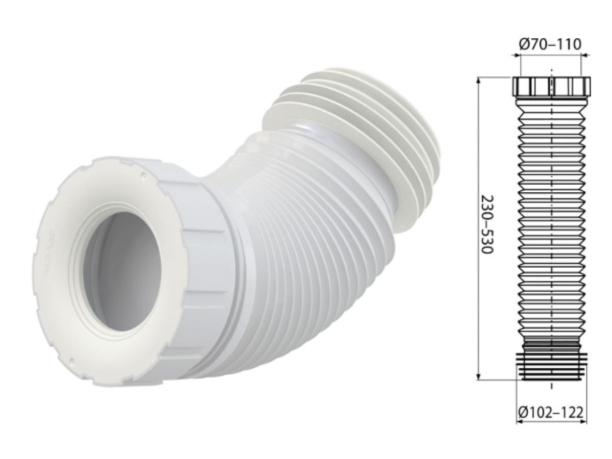 гибкая подводка для выпуска унитаза, alcaplast a97sn-bl-01 от BTSprom.by