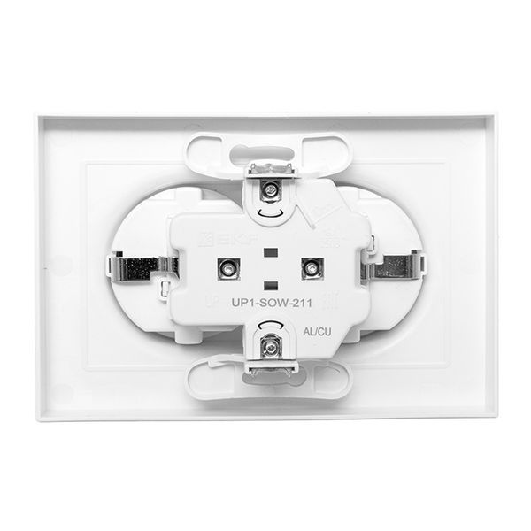  Розетка 2-м СП Эпика 16А с заземл. защ. шторки с рамкой механизм бел. EKF UP1-SOW-211 фото в каталоге от BTSprom.by