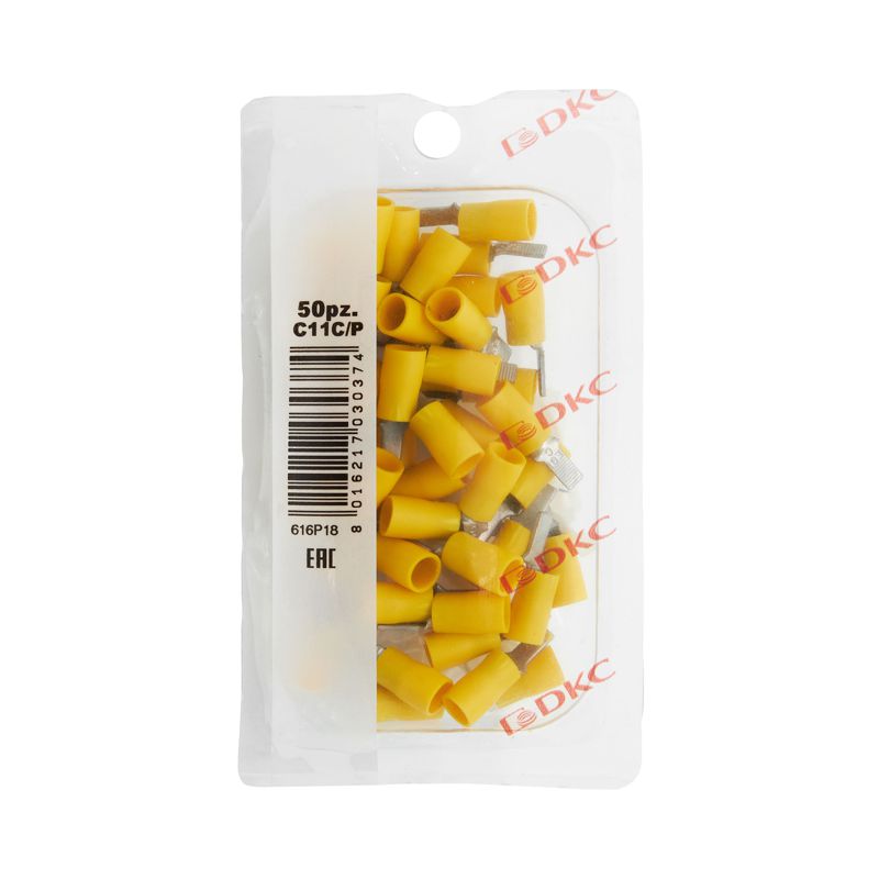  Наконечник изол. штыревой плоский 2.5-6кв.мм А=3.9мм В=13мм желт. (уп.50шт) DKC 2C11P фото в каталоге от BTSprom.by