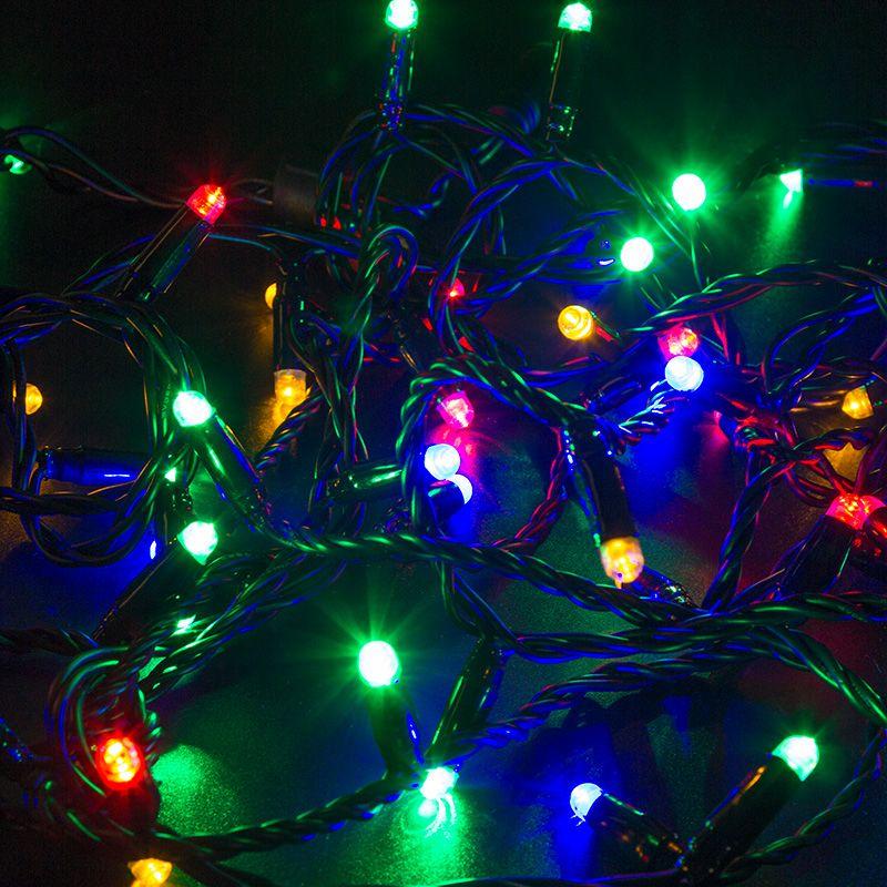 гирлянда светодиодная "нить" 10м 100led мультиколор 10вт 230в ip65 постоян. свечение провод пвх черн. (нужен шнур питания 303-500) neon-night 305-179 от BTSprom.by