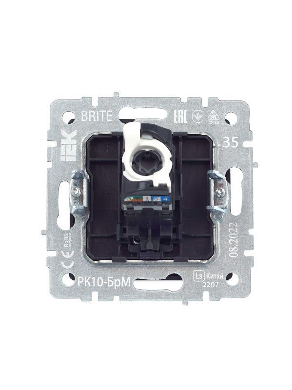  Розетка компьютерная СП RJ45 кат.5E BRITE РК10-БрМ механизм маренго IEK BR-K10-1-K35 фото в каталоге от BTSprom.by