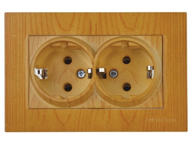 розетка 2-ая (скрытая,с/з) дуб, rita, mutlusan (16 a, 250 v, ip 20) 2220 202 0258 от BTSprom.by