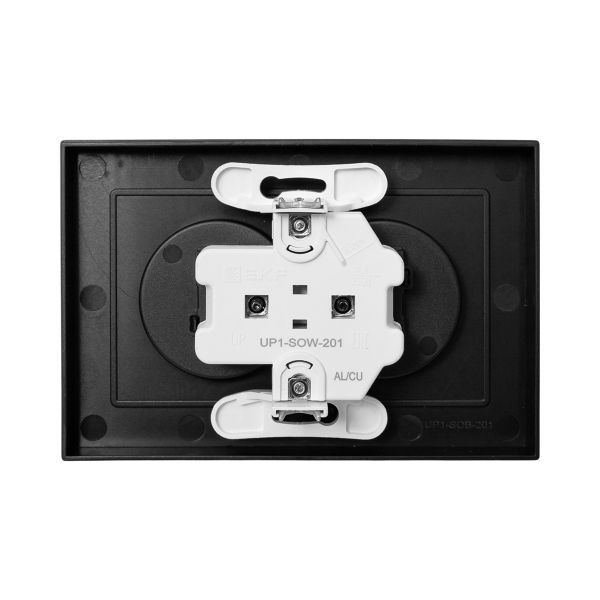  Розетка 2-м СП Эпика 16А без заземл. защ. шторки с рамкой механизм черн. EKF UP1-SOB-201 фото в каталоге от BTSprom.by