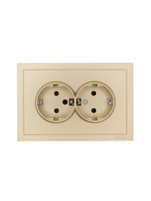 розетка 2-м сп zima 16а ip20 с заземл. с защ. от детей пбт безвинтовой зажим/клемма зол. lezard 704-3600-127bpchqc от BTSprom.by