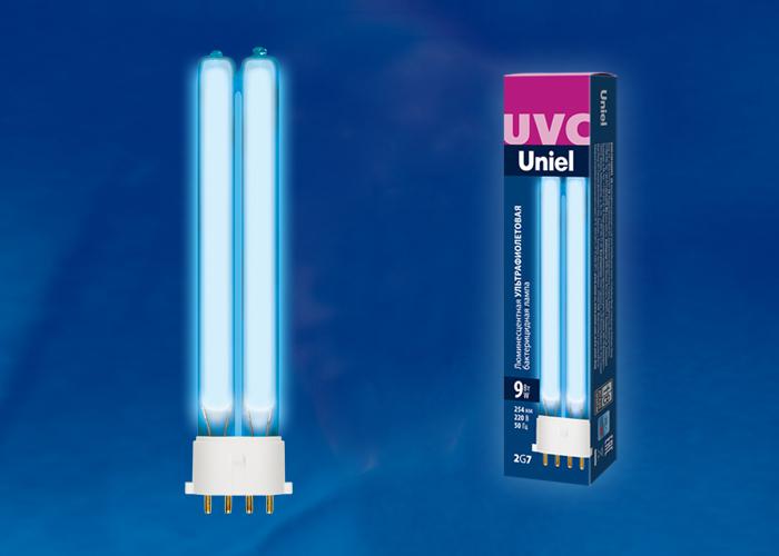 лампа люминесцентная ультрафиолетовая бактерицидная esl-pl-9/uvcb/2g7/cl спектр uvc 254нм картон uniel ul-00004683 от BTSprom.by