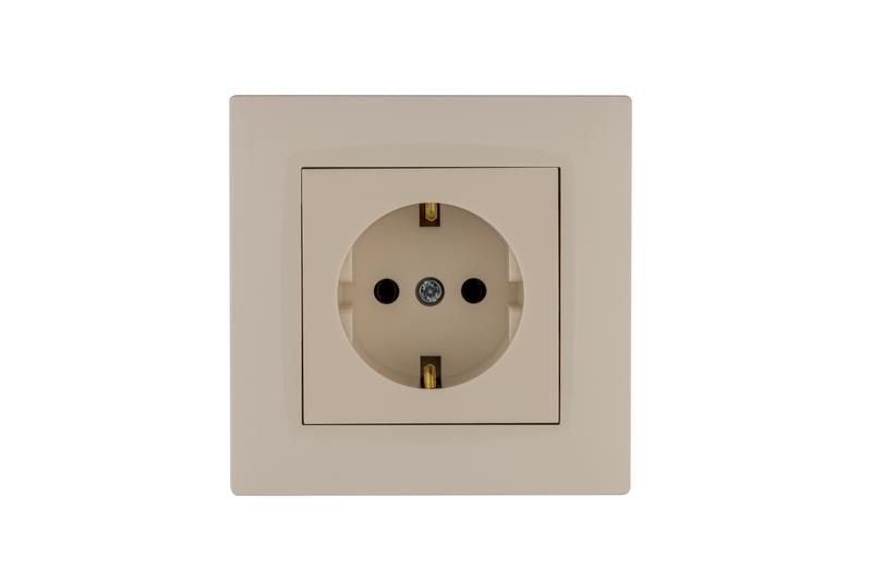розетка 1-м karea rizz с заземл. крем makel 88010028 от BTSprom.by