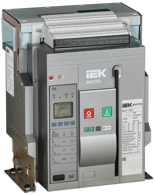 выключатель автоматический воздушный 3п a 1000а 65ка ac ва77 f3p ea стац. с комплектом аксессуаров master iek mi-acb10-3fa-065-1000-acf от BTSprom.by