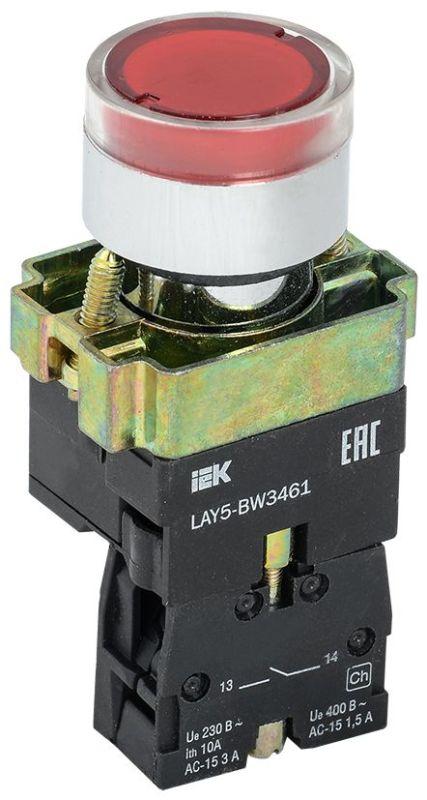 кнопка lay5-bw3461 1но с подсветкой красн. karat iek bbt50-bw-k04 от BTSprom.by