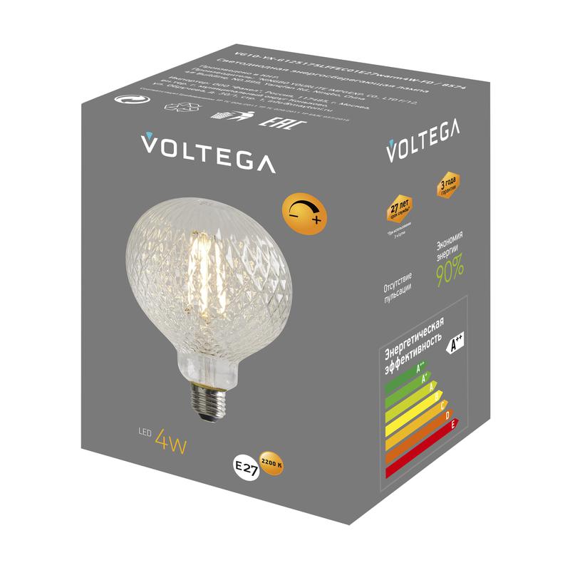 Лампа светодиодная филаментная Loft 271 YX-G125175LFFEC01 4Вт 2200К E27 DIM Voltega 8574 фото в каталоге от BTSprom.by