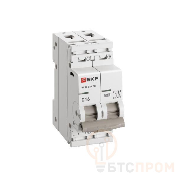 Выключатель автоматический модульный 2п С 16А 6кА ВА 47-63N DC PROxima EKF M63DC6216C фото в каталоге от BTSprom.by  Выключатель автоматический модульный 2п С 16А 6кА ВА 47-63N DC PROxima EKF M63DC6216C фото в каталоге от BTSprom.by