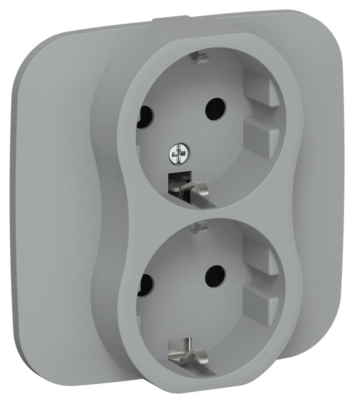 розетка 2-м сп flite рс12-0-а-флс 16а с заземл. без защ. шторок в сборе механизм сер. iek fi-r21a-16-k03 от BTSprom.by