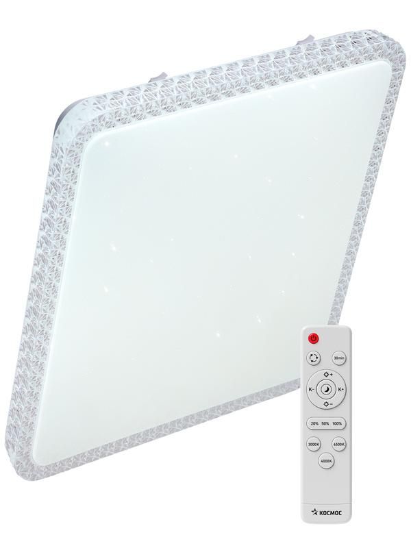 светильник светодиодный premium mystery quadro 75вт 230в 3000-6500к 6000лм ip40 530х530х70мм настенно-потолочный управляемый с пультом ду космос ksmystqd75w от BTSprom.by
