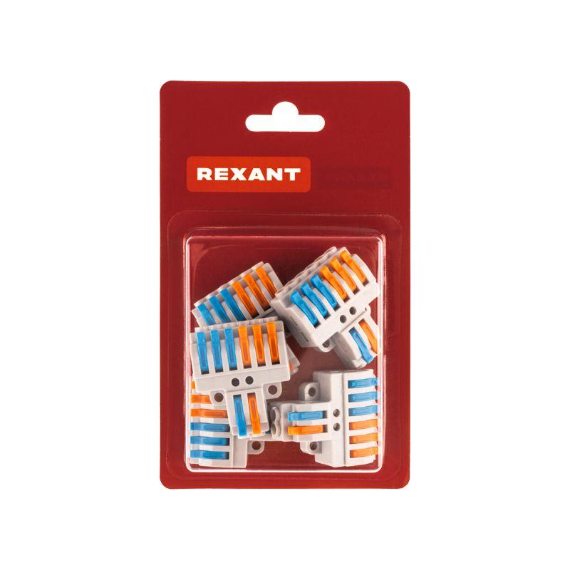  Клемма строительно-монтажная СМК проходная разветвительная 2х3 2п с монтажной площадкой 1 ввод 3 вывода на полюс (уп.5шт) Rexant 07-5234-05 фото в каталоге от BTSprom.by