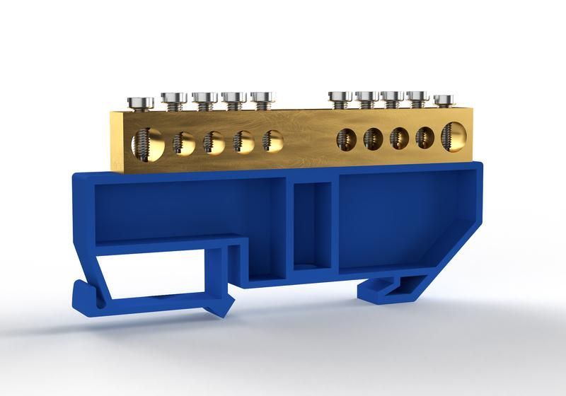 шина нулевая на din-изоляторе 8х12мм 10 отвер. латунь tokov electric tke-bcb-812-10-din/n от BTSprom.by