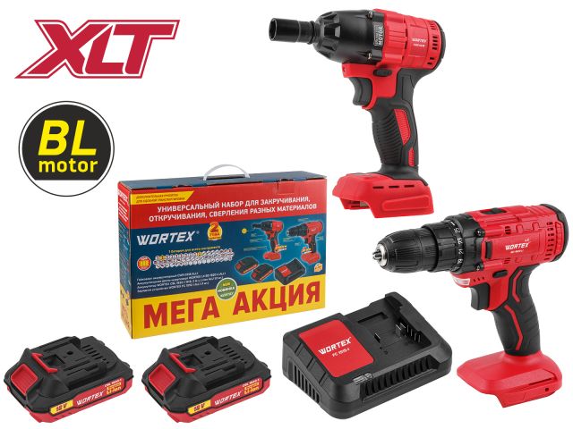 набор аккум. инструмента wortex шуруповерт + гайковерт set в кор. all1 xlt (аккум. дрель-шур. wortex lx bd 1820 li + аккум. гайковерт wortex cwr 0318 + 2 акб 2а*ч + зу 2 а) 1329368 от BTSprom.by