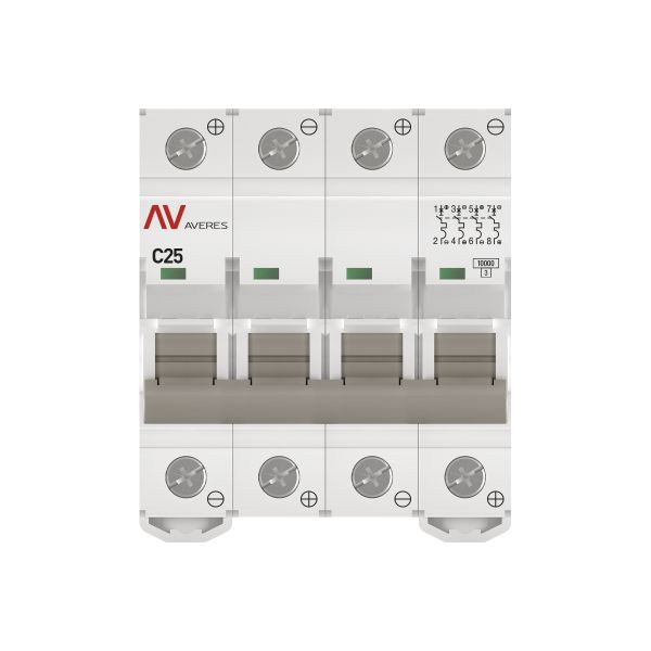  Выключатель автоматический 4п C 25А 10кА AV-10 DC AVERES EKF mcb10-DC-4-25C-av фото в каталоге от BTSprom.by