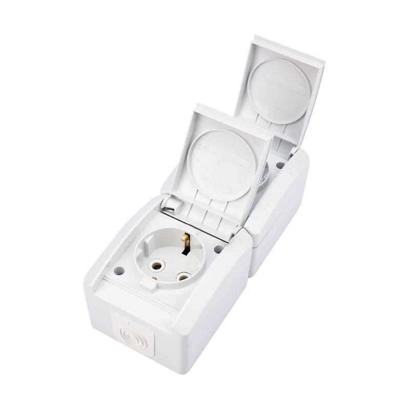  Блок розеток 2-м ОП INDUSTRIAL IP54 вертик. с заземл. бел. Kranz KR-78-0802 фото в каталоге от BTSprom.by