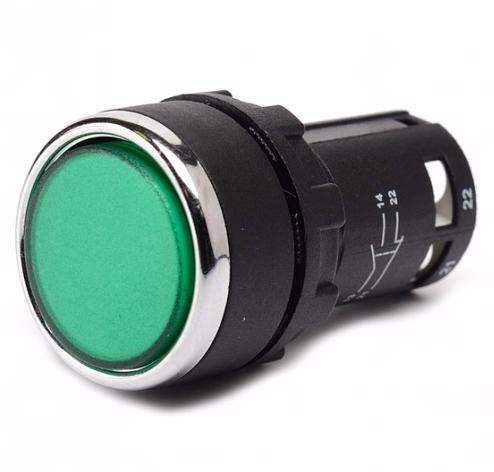 кнопка нажимная моноблочная 22мм ip 40 1но+1нз зел. emas mb102dy от BTSprom.by