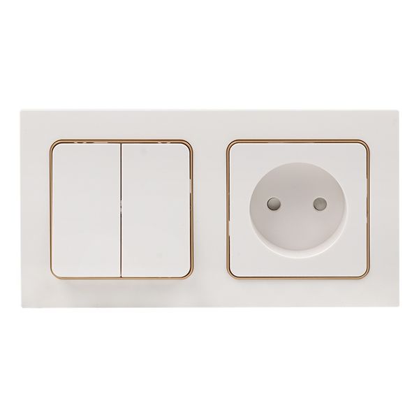  Рамка 2-м Стокгольм бел. с линией цвета шампань PROxima EKF EYM-G-303-10 фото в каталоге от BTSprom.by