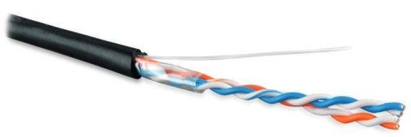 кабель витая пара u/utp кат.5 2 пары 24 awg ож solid внешн. pe uutp2-c5-s24-out-pe-bk-500 черн. (уп.500м) hyperline 236305 от BTSprom.by