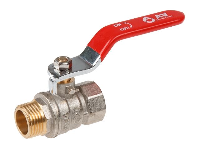 кран шаровый 1/2" нар.-вн. ручка pn30, av engineering (латунь, макс.  40 бар, макс.  110 °с) ave140012 от BTSprom.by