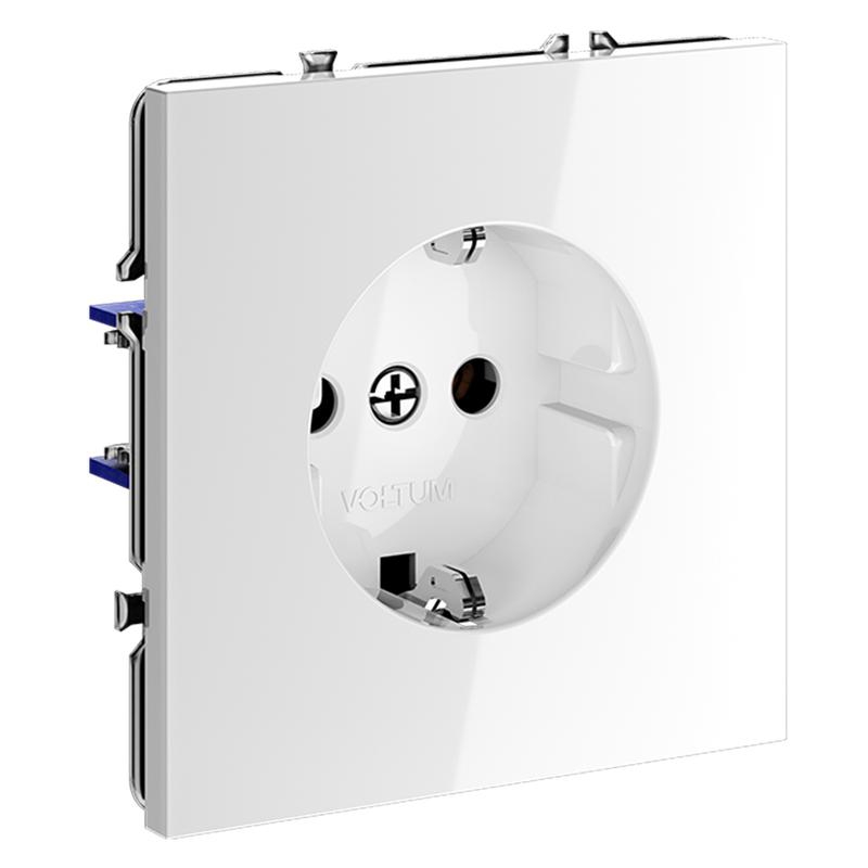  Розетка 1-м СП S70 16А с заземл. механизм бел. глянцевый Voltum VLS040101 фото в каталоге от BTSprom.by