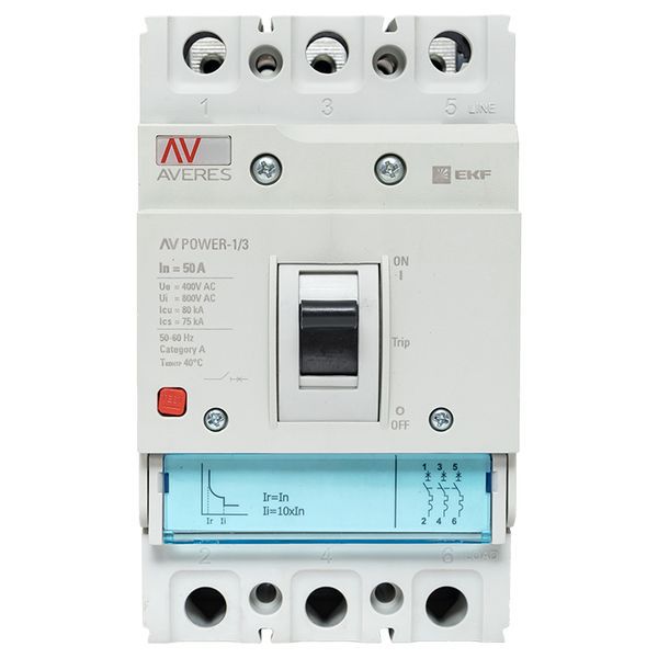  Выключатель автоматический 50А 80кА AV POWER-1/3 TR AVERES EKF mccb-13-50H-TR-av фото в каталоге от BTSprom.by