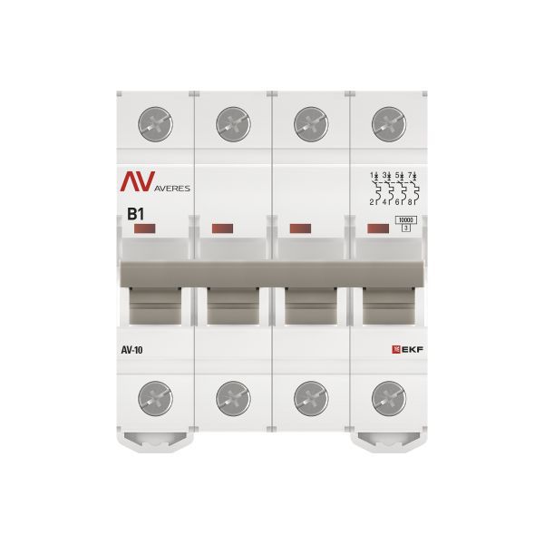  Выключатель автоматический модульный 4п B 1А 10кА AV-10 AVERES EKF mcb10-4-01B-av фото в каталоге от BTSprom.by