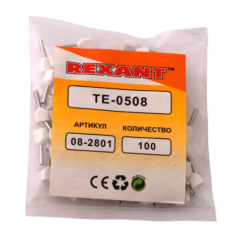  Наконечник штыревой втулочный изол. (НШВИ F-8мм) 2х0.5кв.мм (ТЕ-0508) бел. (уп.100шт) Rexant 08-2801 фото в каталоге от BTSprom.by