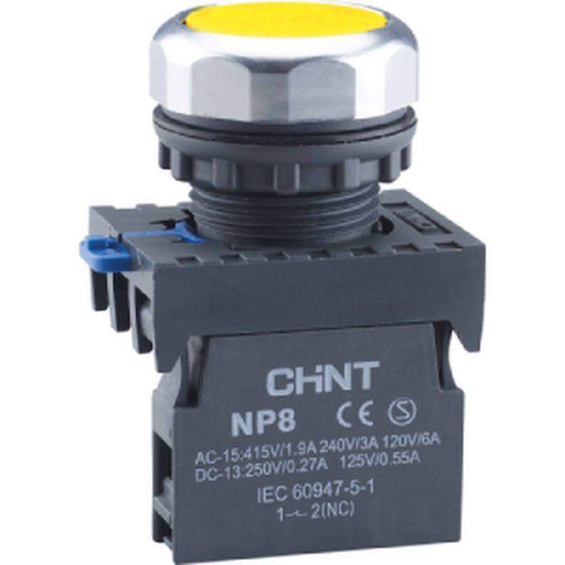 кнопка управления np8-11bn/5 без подсветки самовозв. 1но+1нз ip65 (r) желт. chint 667115 от BTSprom.by