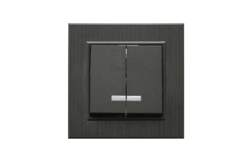 выключатель 2-клав. с подсветкой karea line star дым. металлик makel 86050023 от BTSprom.by