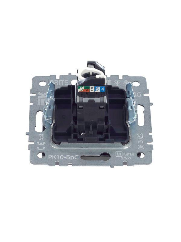  Розетка компьютерная СП RJ45 кат.5E BRITE РК10-БрС механизм сталь IEK BR-K10-1-K46 фото в каталоге от BTSprom.by