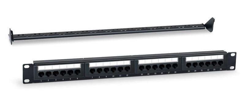 патч-панель 19дюйм 1u кат.5e 24 порта rj45 dual idc wr-pl-24-c5e-d с задним кабельным организатором черн. wrline 505208 от BTSprom.by