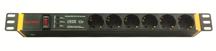 блок распределения питания 6-м 16а schuko вх. разъем schuko для 19дюйм шкафов защита от перенапряж. с индикатором сети dkc r519sh6opshsp от BTSprom.by