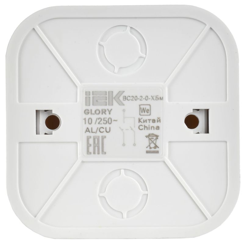  Выключатель 2-кл. ОП GLORY ВС20-2-0-ХБм 10А бел. матов. IEK EVH20-K01M-10 фото в каталоге от BTSprom.by