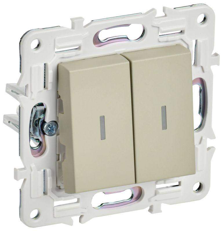 выключатель проходной 2-кл. skandy 10а sk-v10b с индикацией беж. iek sk-v22-1-10-k10 от BTSprom.by