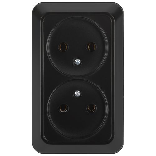 розетка 2-м оп quadro 2-203-05 16а ip20 2х2p 250в без заземл. антрацит intro б0069695 от BTSprom.by