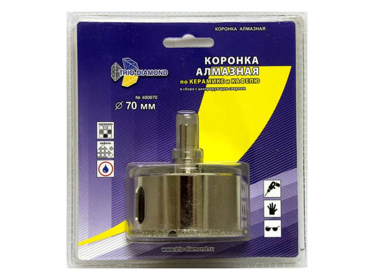 коронка алмазная  d 70 мм по керамике и кафелю trio-diamond 400070 от BTSprom.by