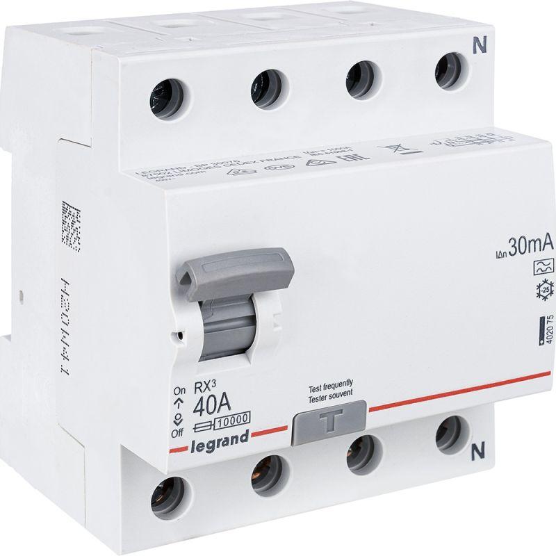  Выключатель дифференциального тока (УЗО) 4п 40А 30мА тип A RX3 Leg 402075 фото в каталоге от BTSprom.by