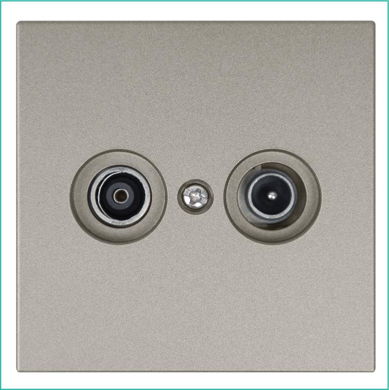 розетка телевизионная оконечная tv + fm 2-м сп fd ф9.5мм с накладкой механизм бронза jasmart fd6204br от BTSprom.by