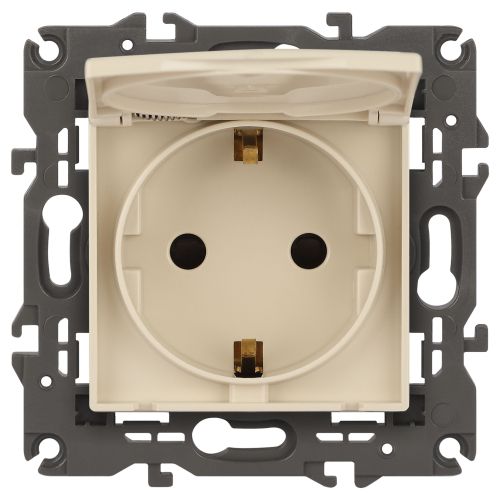  Розетка 1-м СП Эра Elegance 14-2103-02 16А IP20 16AX 250В 2P+E Schuko защ. шторки с крышкой сл. кость Эра Б0034279 фото в каталоге от BTSprom.by