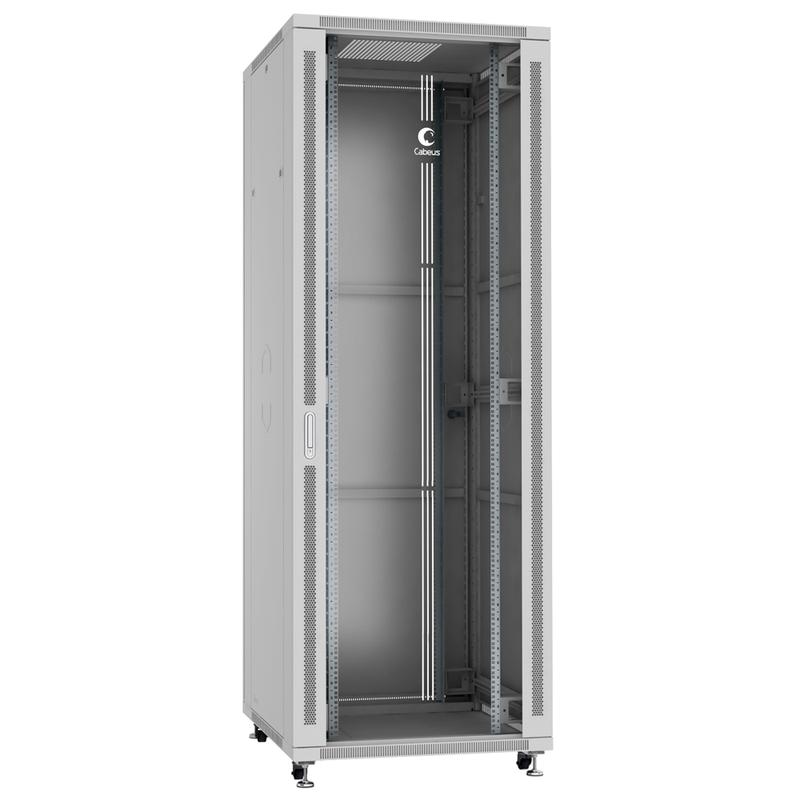 шкаф монтажный телекоммуникационный напольный sh-05c-47u80/100 19дюйм 47u 800х1000х2277мм для распределит. и серверн. оборудования передн. стеклян. и задн. сплошн. метал. двери ручка с замком сер. cabeus 7161c от BTSprom.by